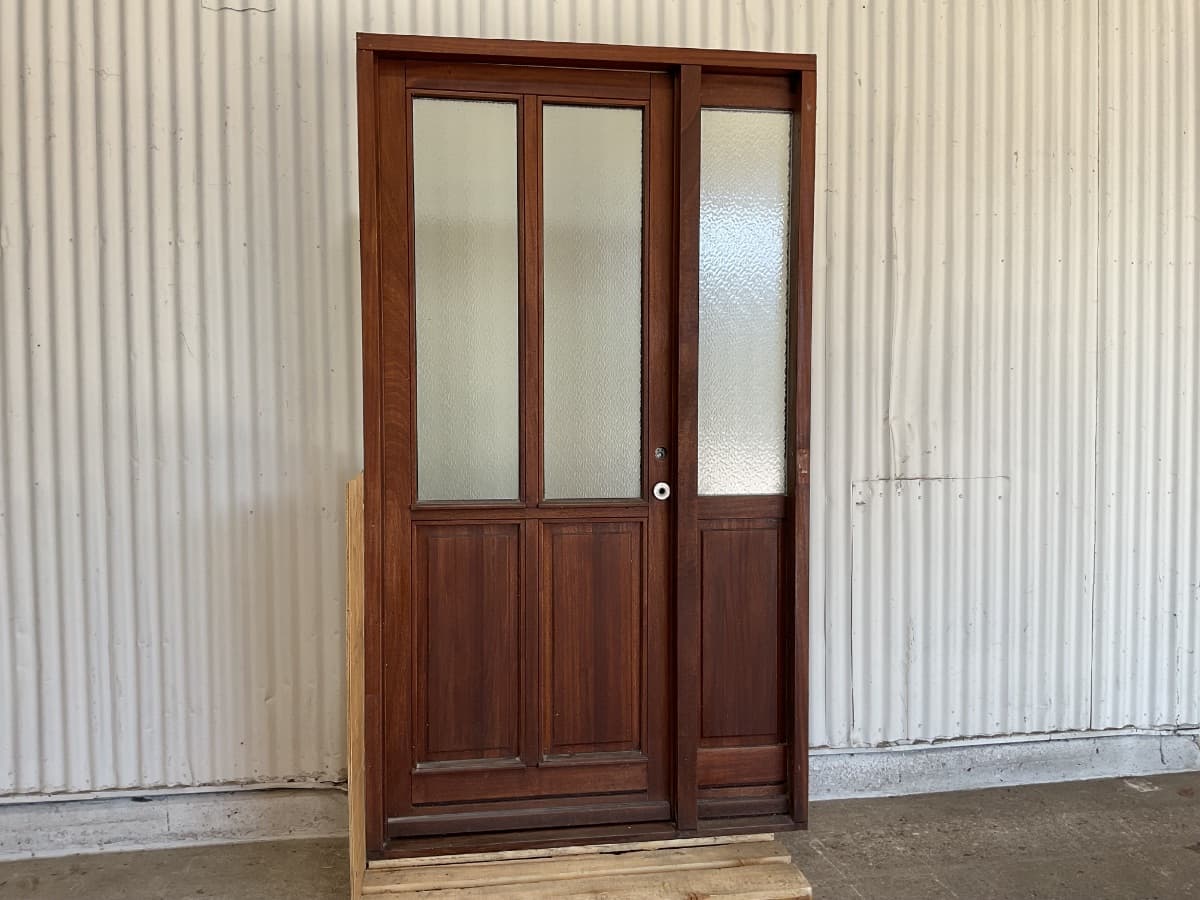 Mahogni Yderdør m. Sideparti - Matteret - 1