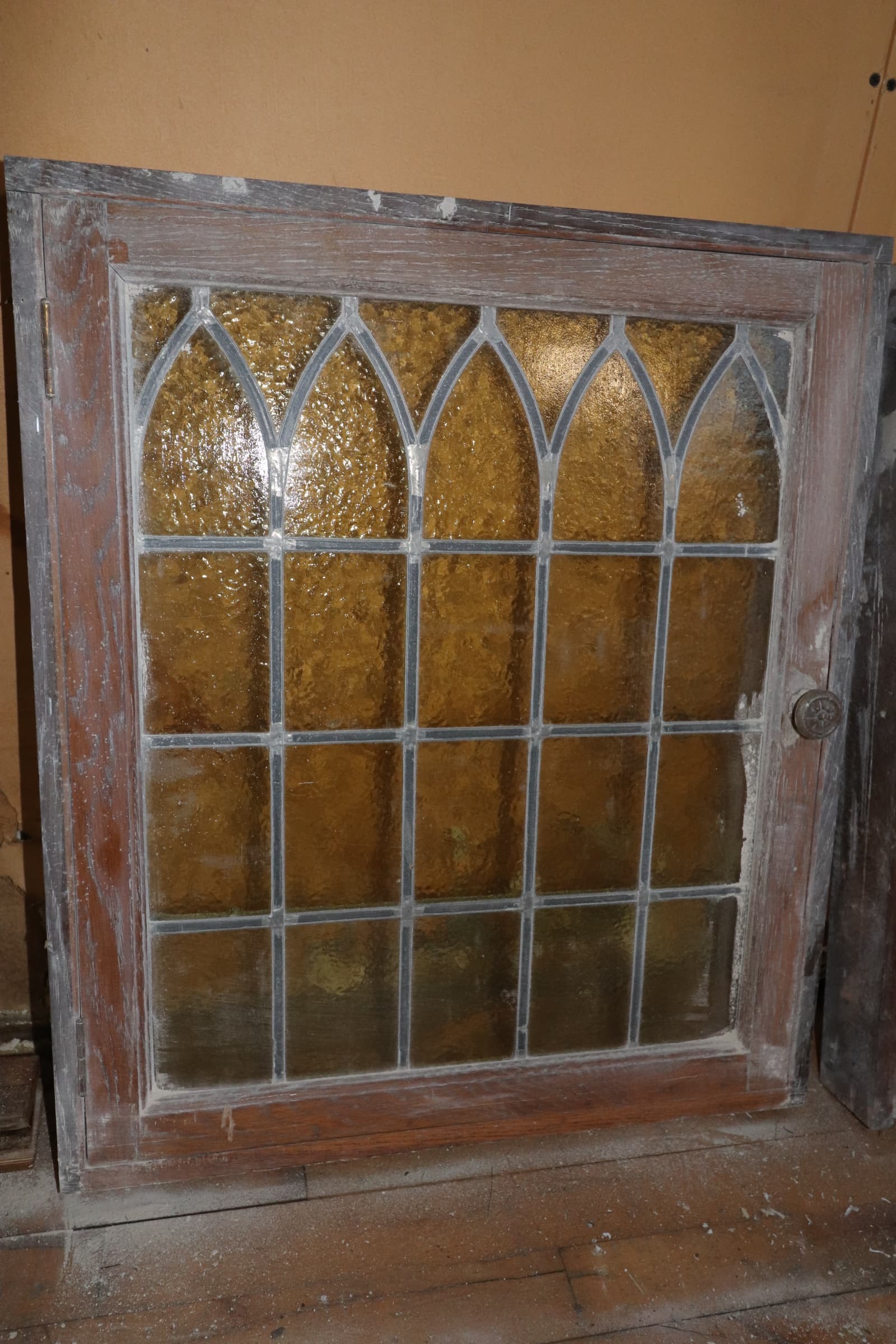 Blyindfattet vindue frosted gul glas 58×69 cm pris pr sæt - 1