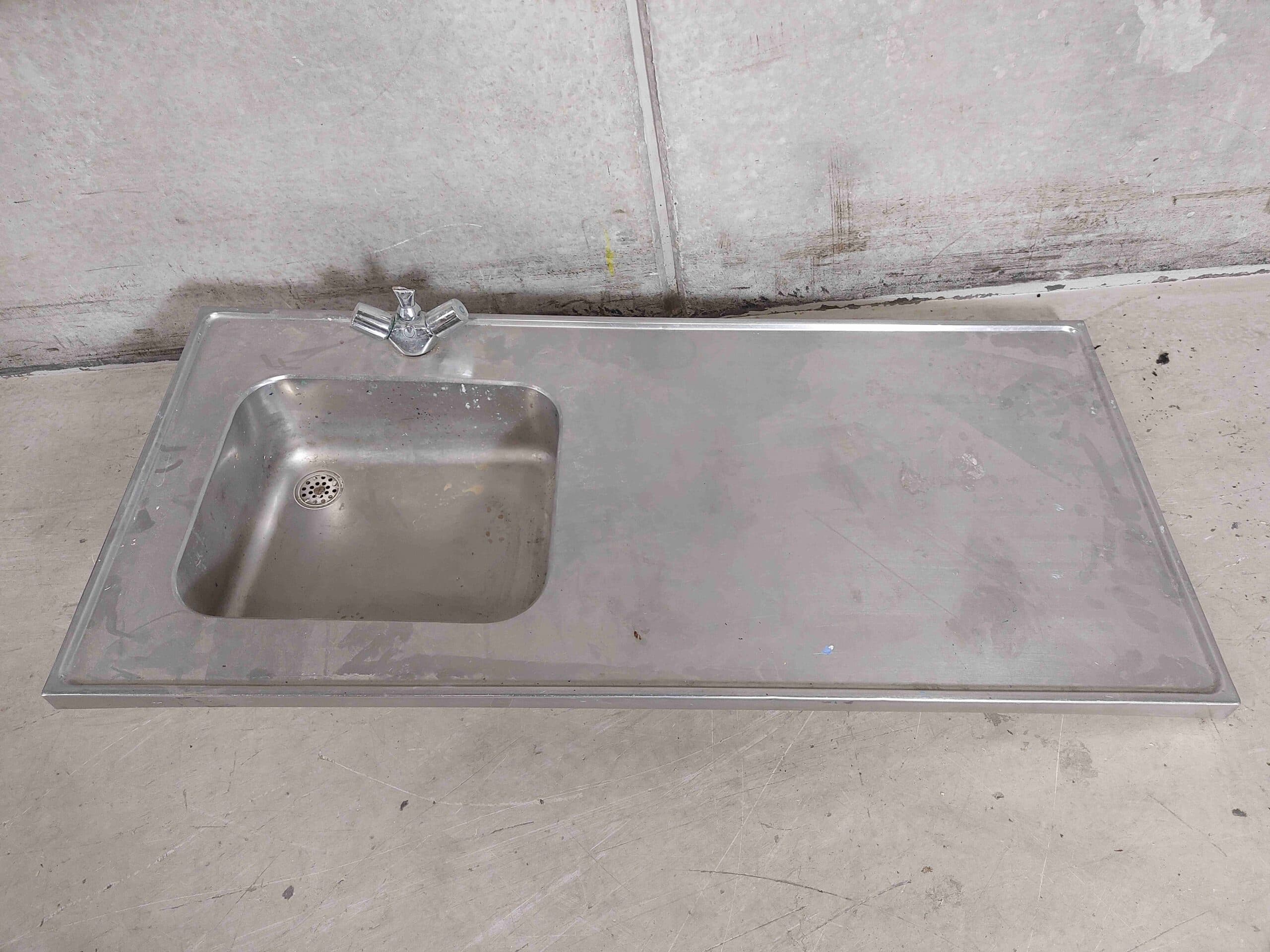 Rustfri stål bordplade med vask 120x55cm