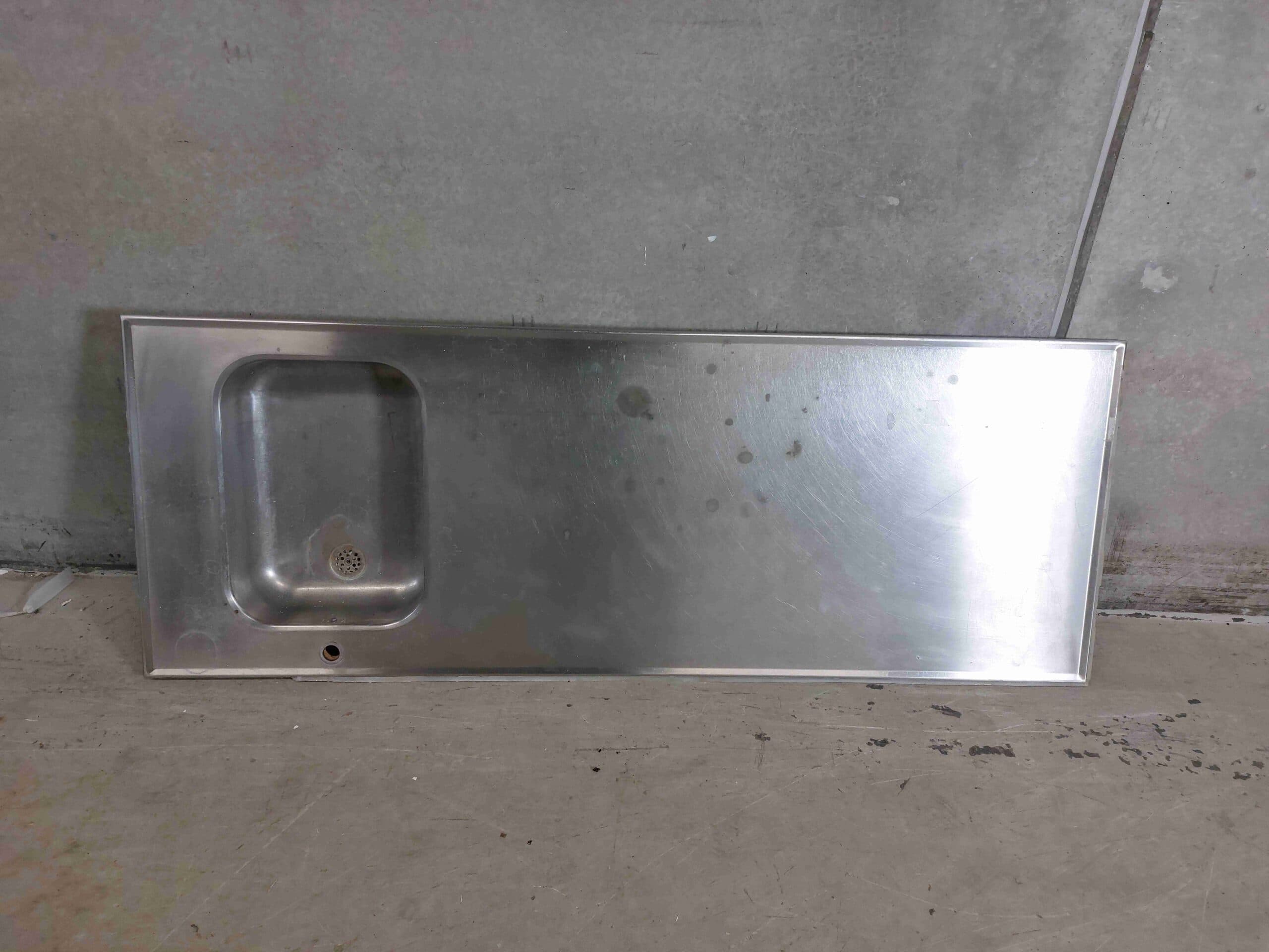 Rustfri stål bordplade med vask 177x65cm