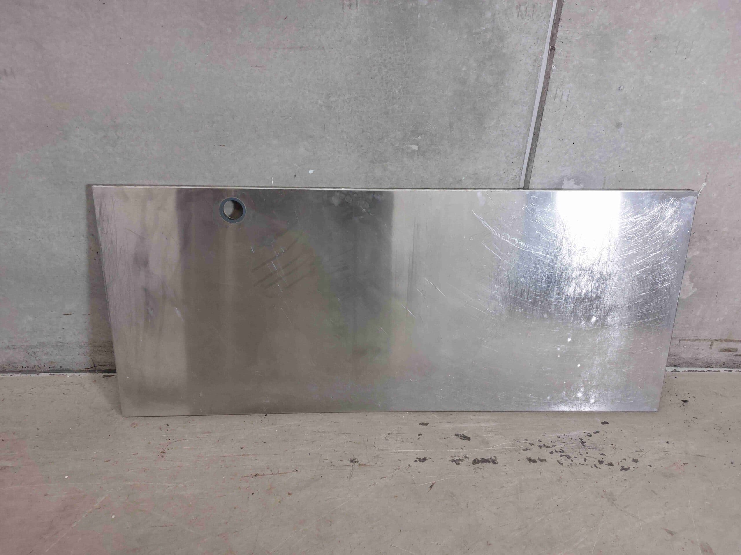 Rustfri stål bordplade med udboring 178,5x75cm