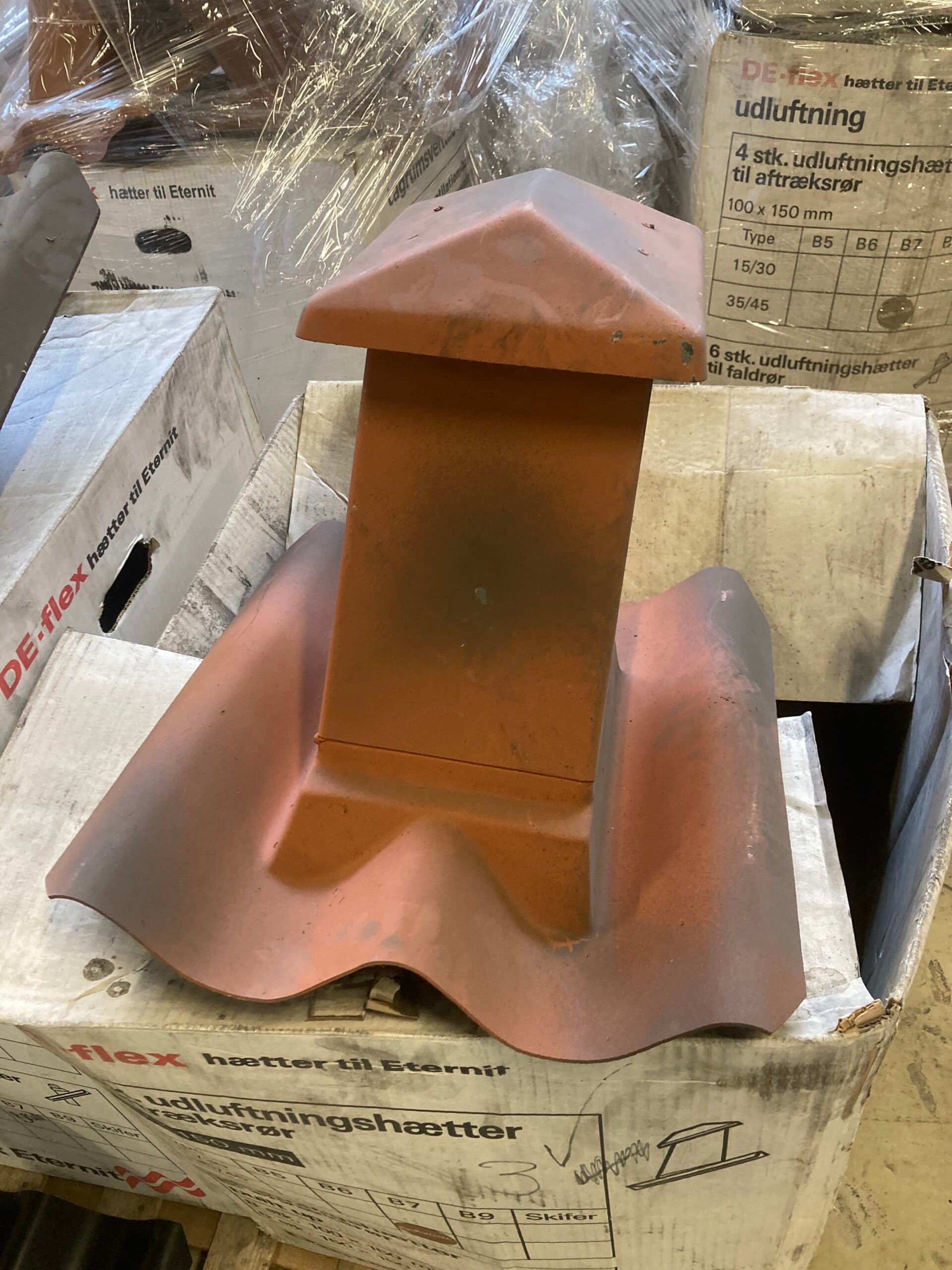 B7 Udluftningshætte til aftræksrør. 15-30gr. Rødflammet - 1