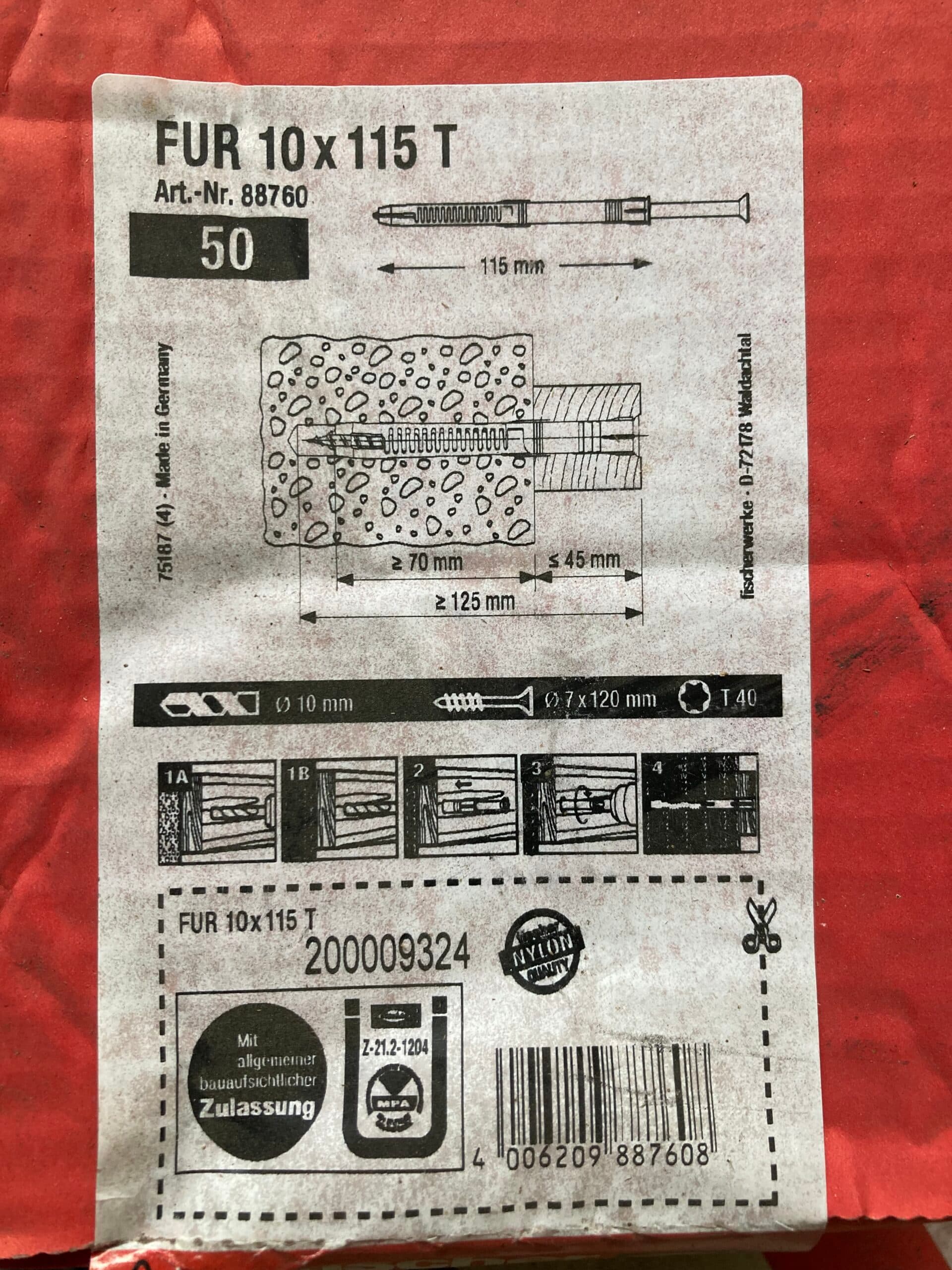 Fischer Karmdybel 10×115 50stk. - 1