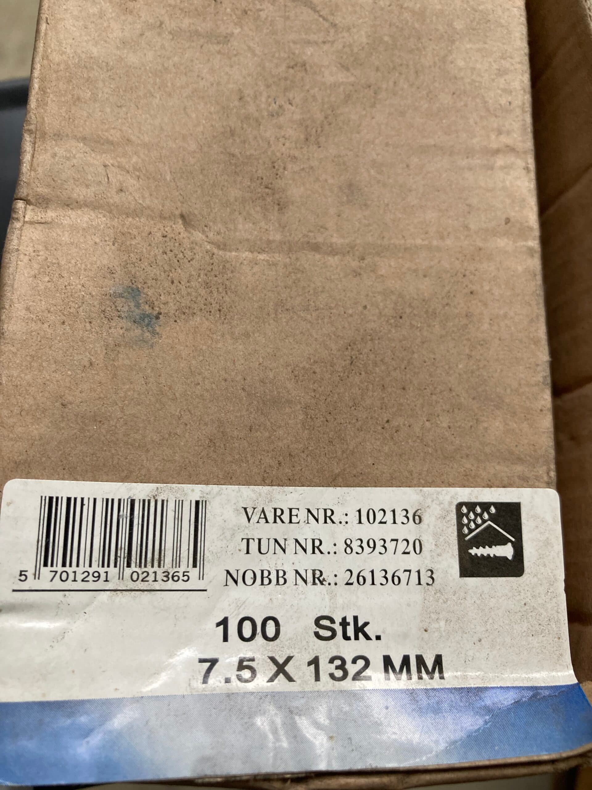 Karm-anker skruer 7,5x132mm 100stk - 1