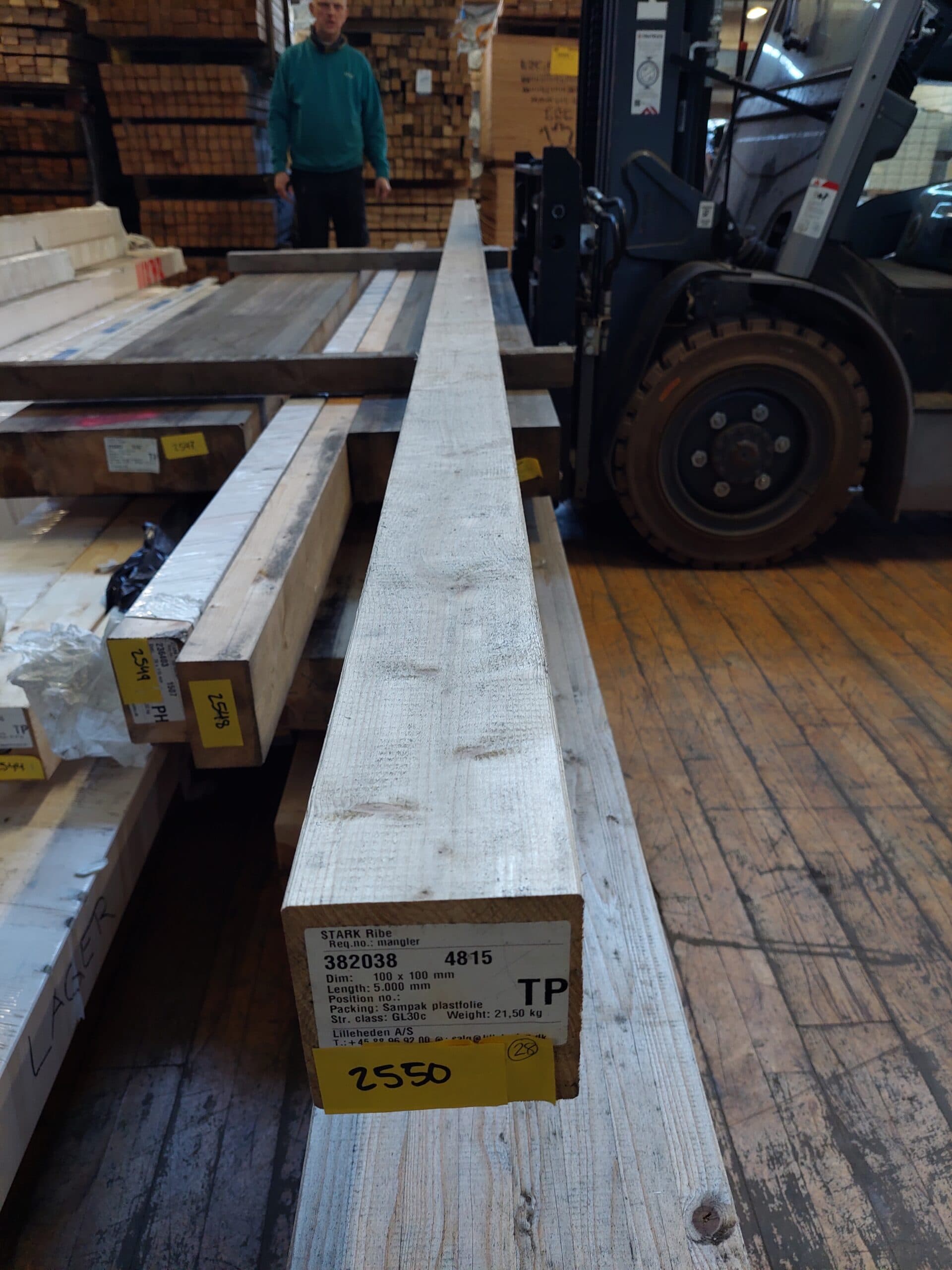 Limtræsbjælke/stolpe 5000x100x100mm - 1