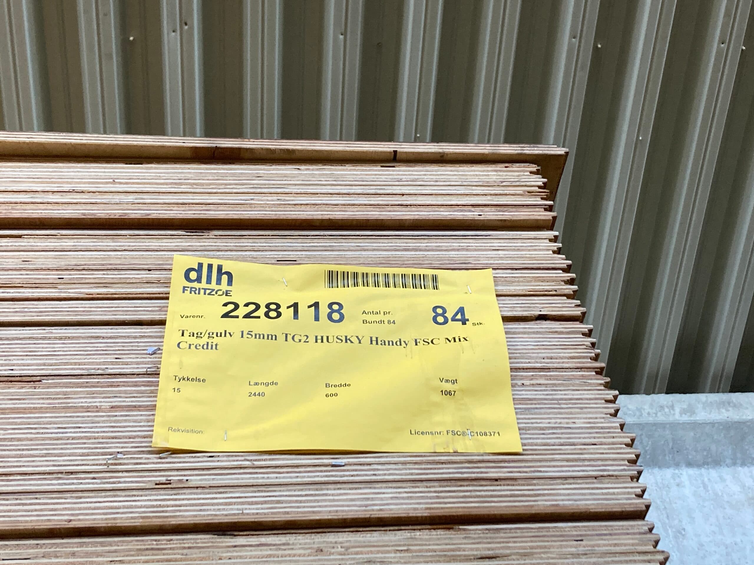 Tag/gulv krydsfiner HUSKY 2440x600x15mm  TG2