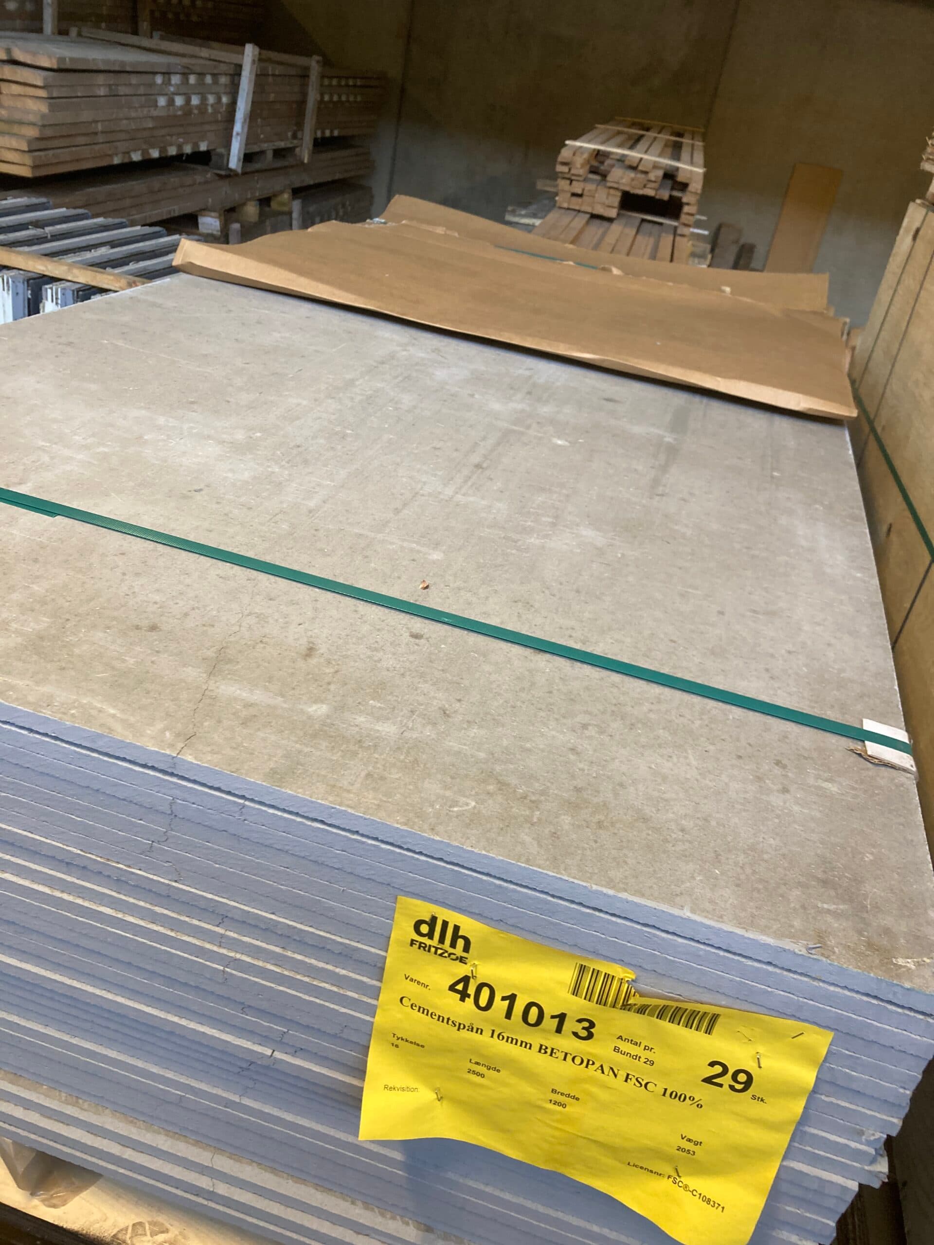 Cementspån 2500x1200x16mm. BETOPAN