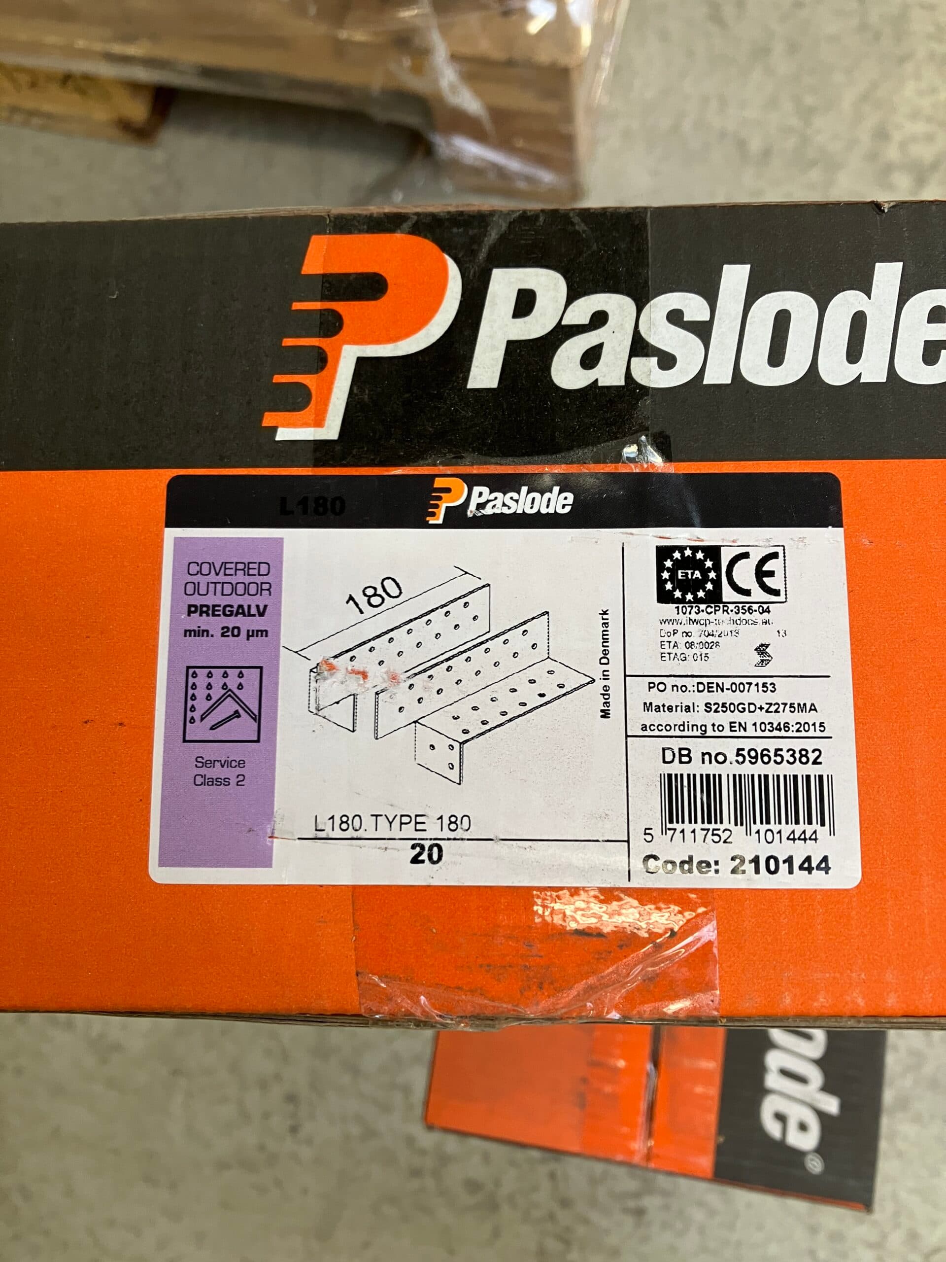 Paslode spærfodsbeslag L180. 180×47,5×2,5 mm. Kasse af 10 sæt. - 1