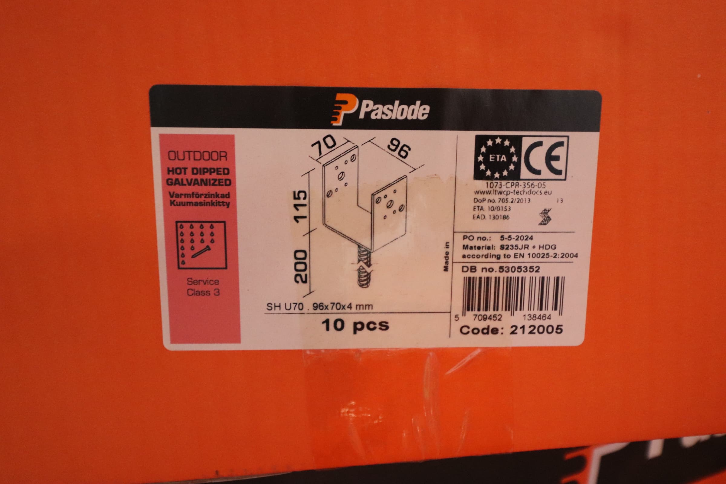 Paslode Stolpebærer type U, SH U70 96x79x115 + 200 mm - 1
