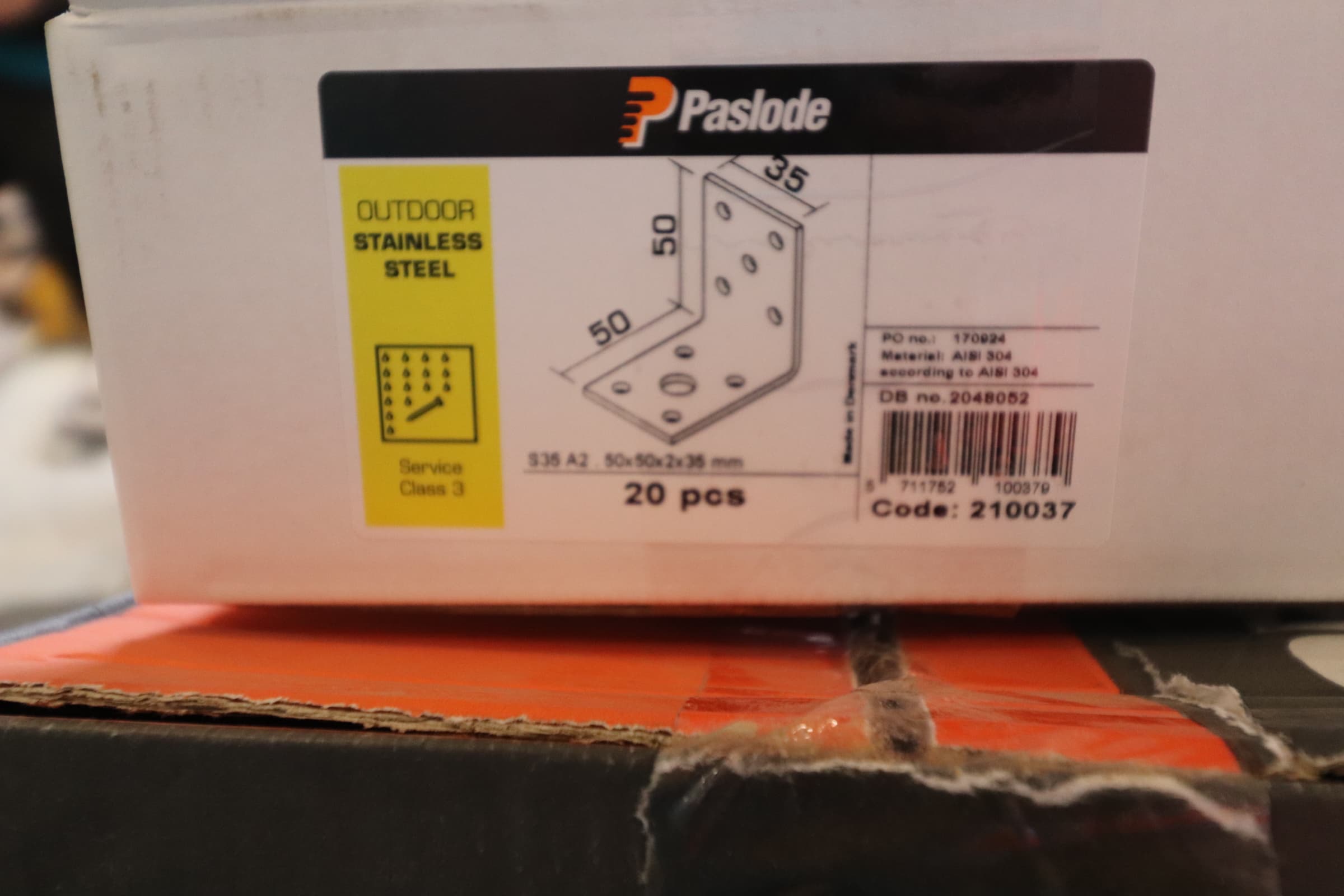 Paslode vinkelbeslag S35 A2 50x50x2x35 mm - 1