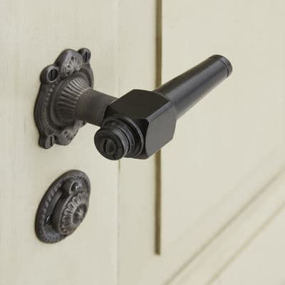 Trægreb til gammel dør - spidsgreb i sortlakeret bøg