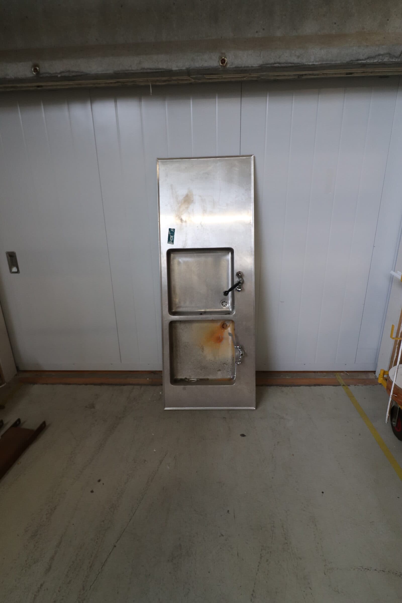 Rustfri stål bordplade 75x201cm med dobbelt håndvask og blandingsbatteri