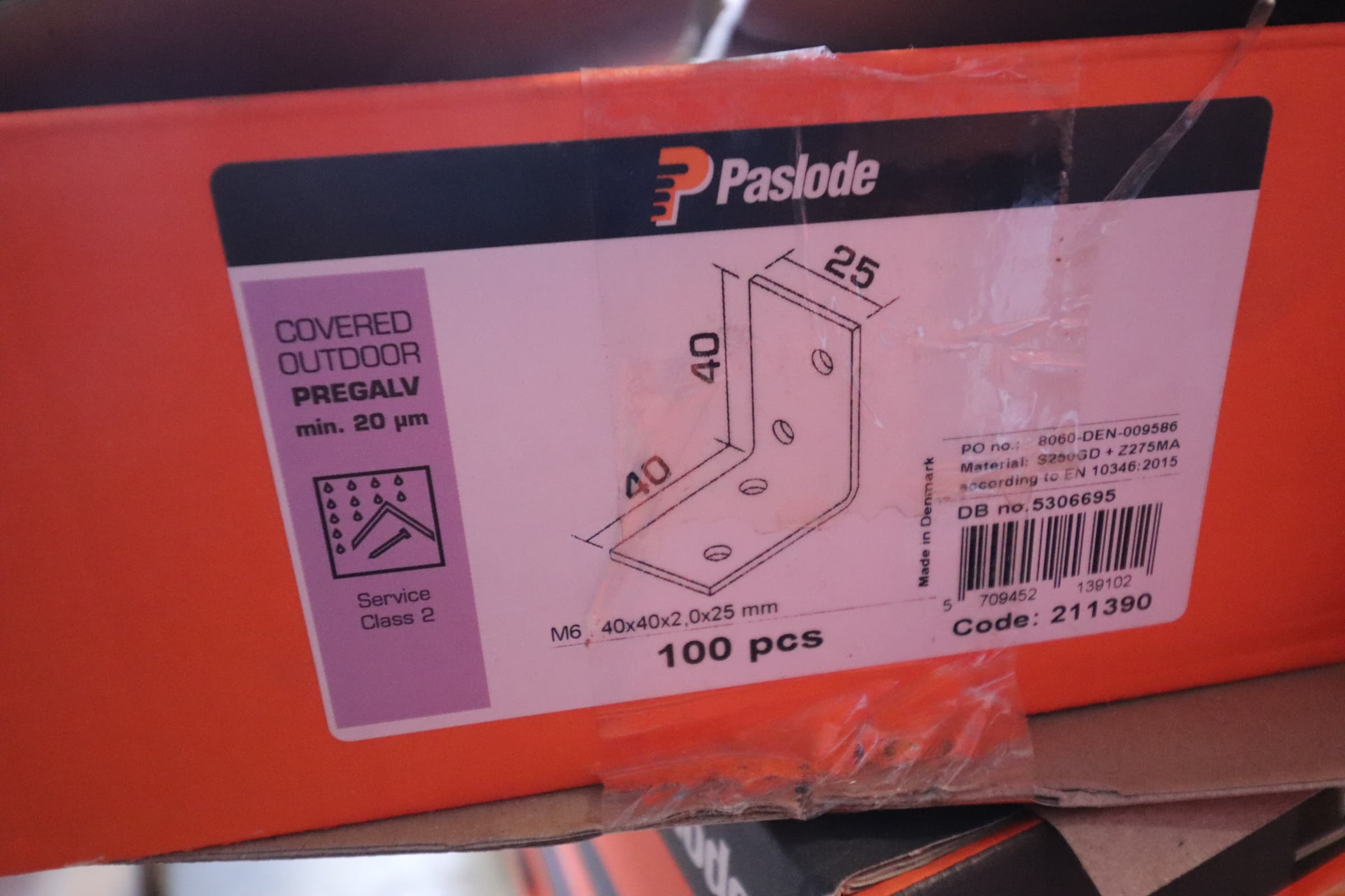 Paslode vinkelbeslag M6 40x40x2x25 mm - 1