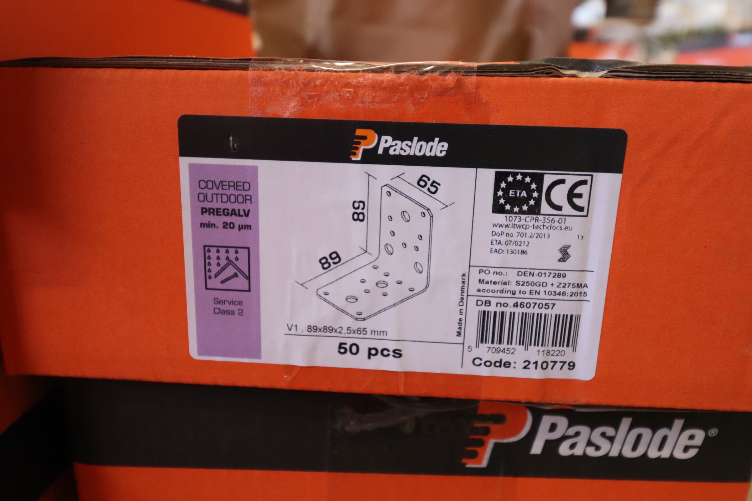 Paslode vinkelbeslag Type V1 89x89x2,5×65 mm - 1